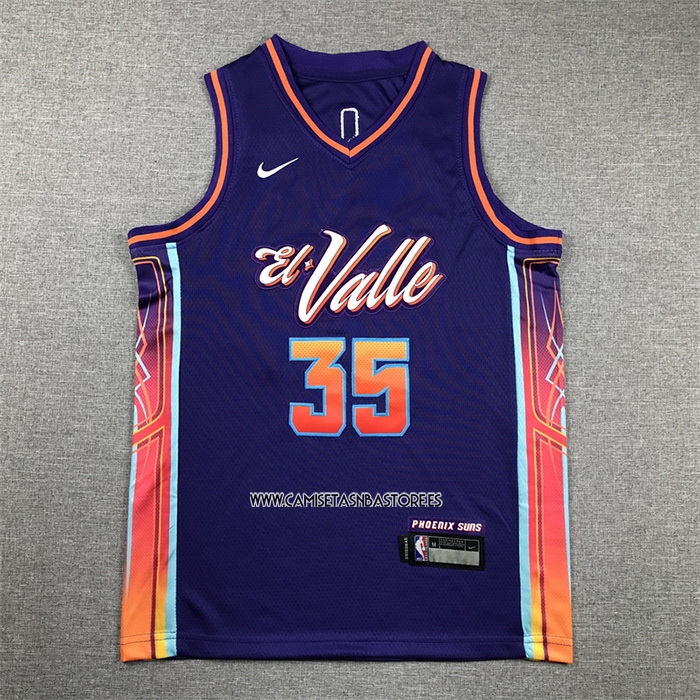 Kevin Durant NO 35 Camiseta Nino Phoenix Suns Ciudad 2023-24 Violeta